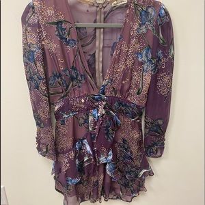 For Love and Lemons Purple Cleo Mini Dress